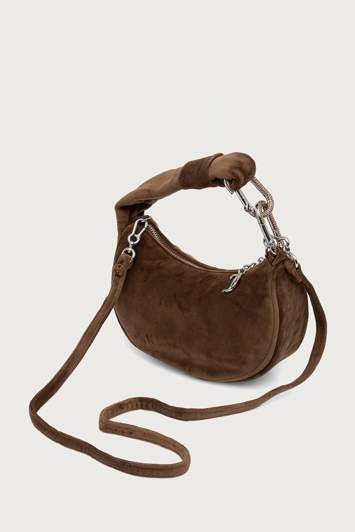 Akcesoria Juicy Couture Torebka hobo damska welurowa Blossom BIJL55311WPO brązowy