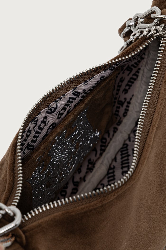 Torebka hobo damska welurowa Blossom Juicy Couture BIJL55311WPO brązowy