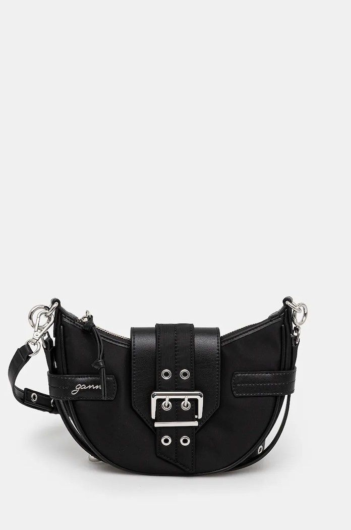 GANNI torebka Bucky Bag Small Crossbody Nylon tekstylny czarny A6134