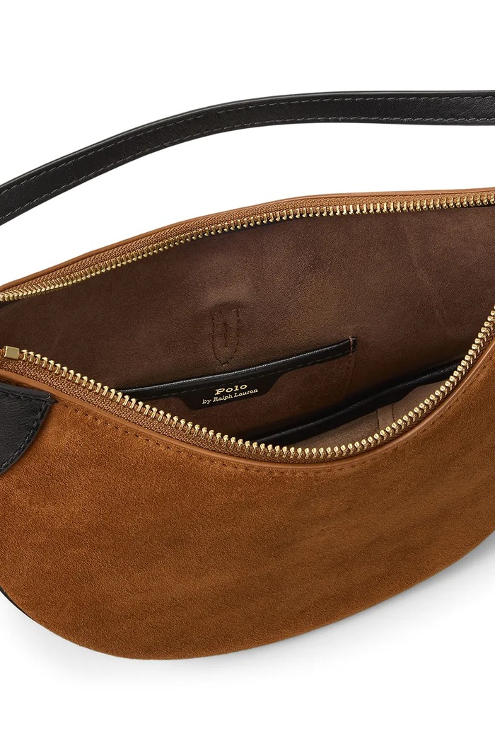 Akcesoria Polo Ralph Lauren Torebka hobo damska skórzana 428929801 brązowy