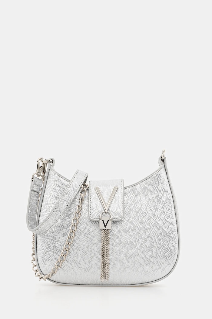 Kabelka Valentino Bags hladký stříbrná VBS1R417G