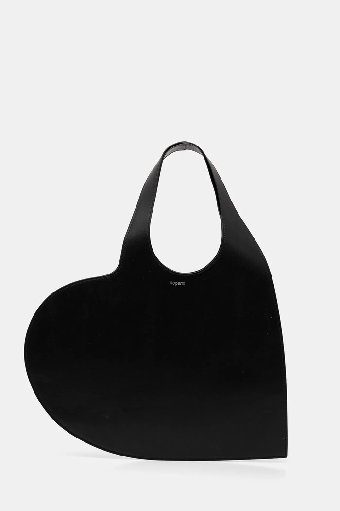Kožna torba Coperni Heart Tote bez uzorka crna COPBA14405