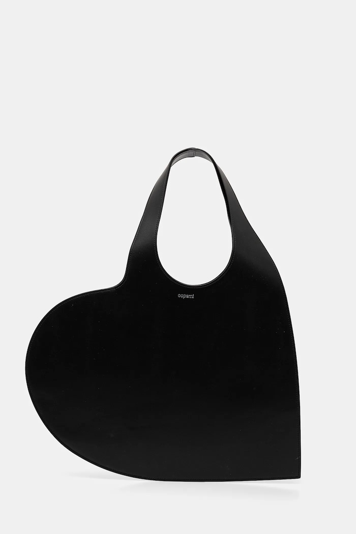 Kožna torba Coperni Heart Tote bez uzorka crna COPBA14405