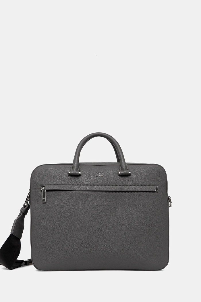 Τσάντα BOSS Ray_S doc case N. 39 x 29,5 x 7 cm απομίμηση λείου δέρματος γκρί 50536498