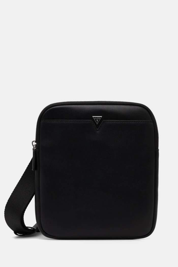 Δερμάτινο φακελάκι Guess FIRENZE λείο δέρμα μαύρο HMFISE.P4423