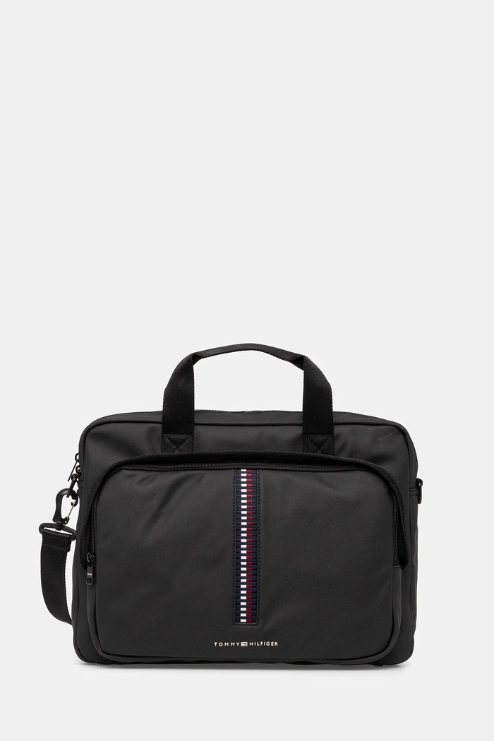Taška Tommy Hilfiger imitácia kože čierna AM0AM12728