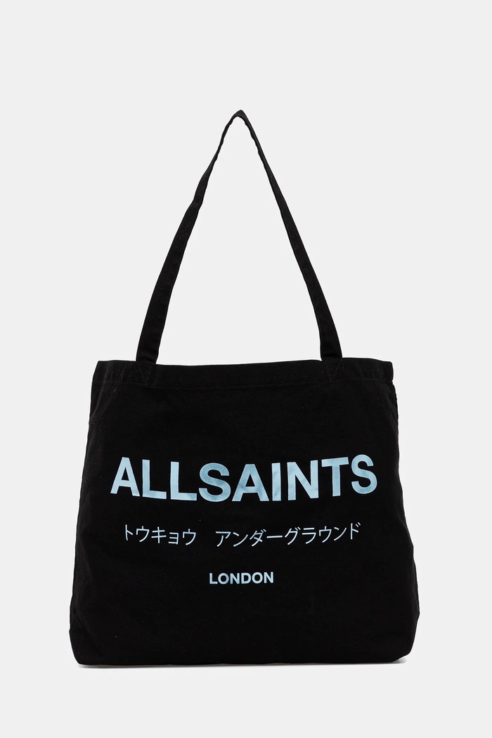 Bavlnená taška AllSaints 38 x 35 x 12 cm potlač čierna M170XB