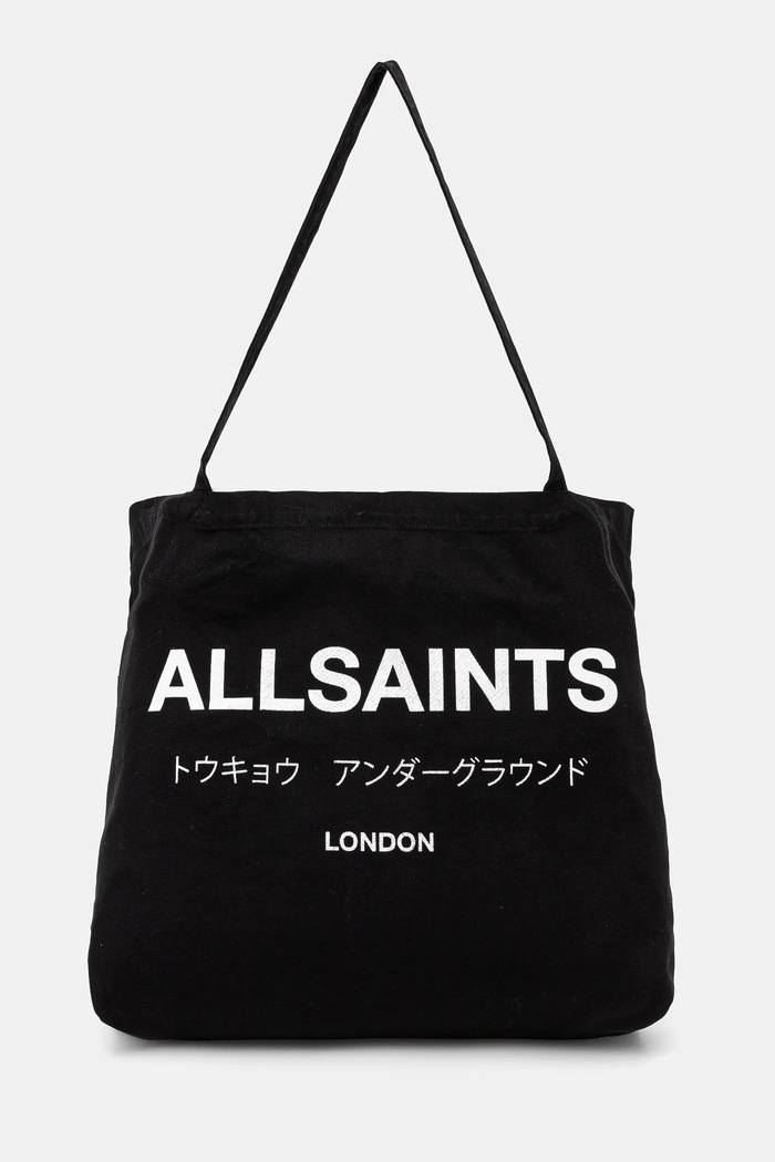 Bavlnená taška AllSaints 38 x 35 x 12 cm potlač čierna M170XB