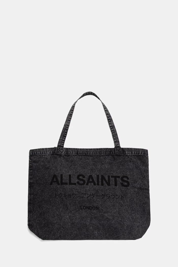 AllSaints geantă pentru bărbați din denim incape in A4 gri M249XB