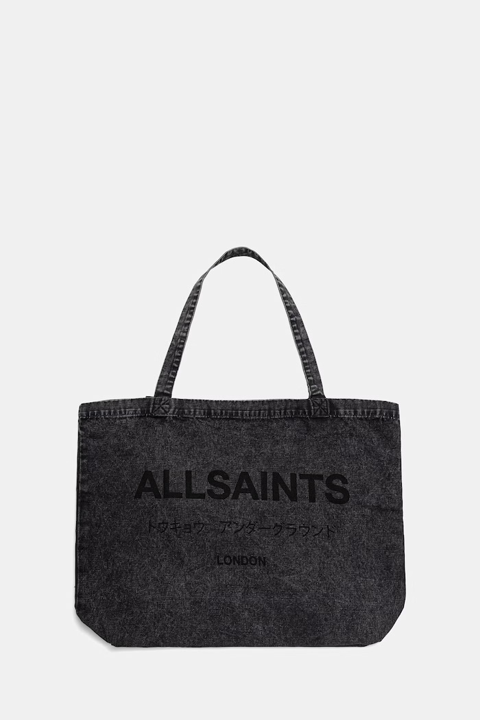 AllSaints geantă pentru bărbați din denim incape in A4 gri M249XB