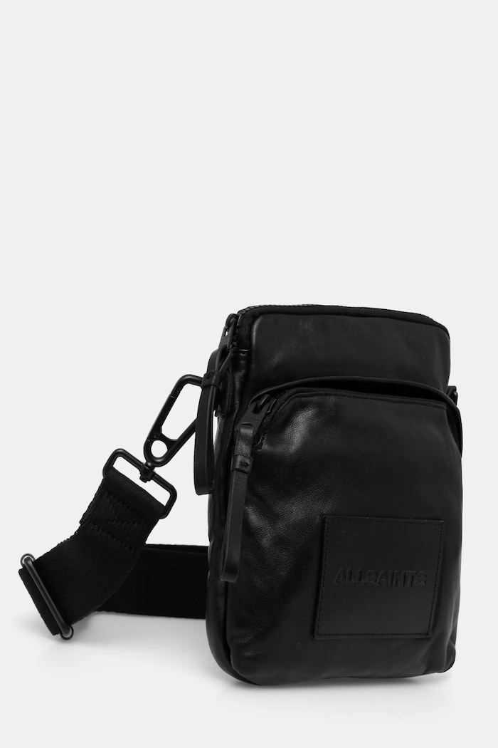 Kožená taška AllSaints FALCON M165XB čierna SS25