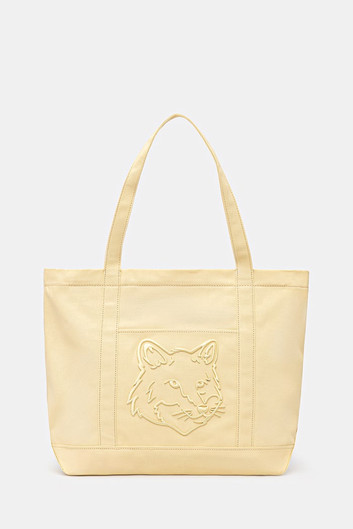 Хлопковая сумка Maison Kitsuné Fox Head аппликация жёлтый LW05104WW0107