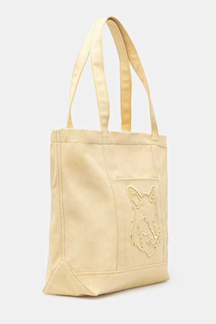 Хлопковая сумка Maison Kitsuné Fox Head LW05104WW0107 жёлтый SS26