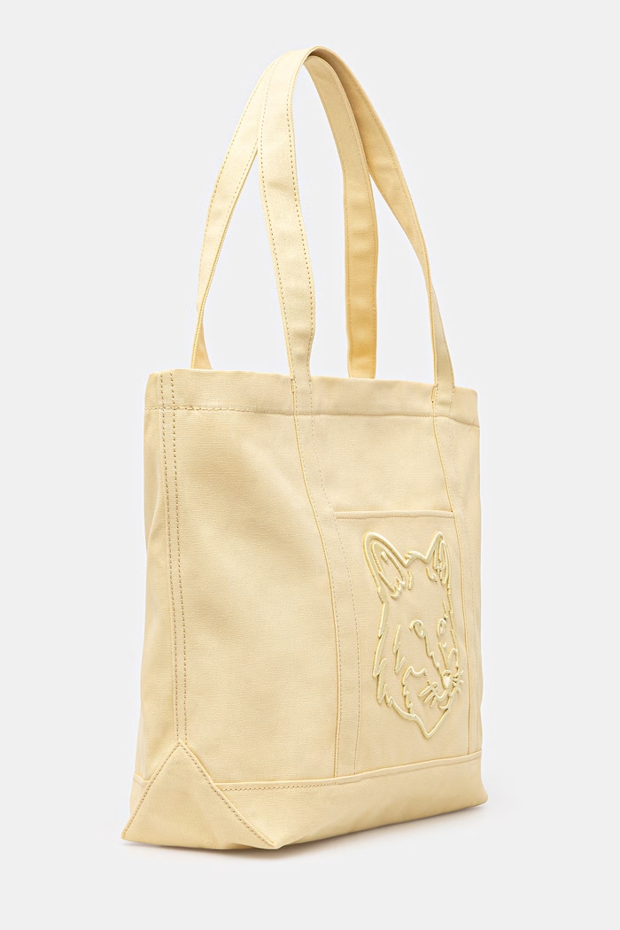 Хлопковая сумка Maison Kitsuné Fox Head LW05104WW0107 жёлтый SS26