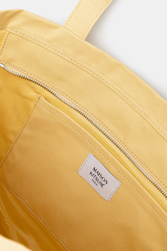 Хлопковая сумка Maison Kitsuné Fox Head LW05104WW0107 жёлтый