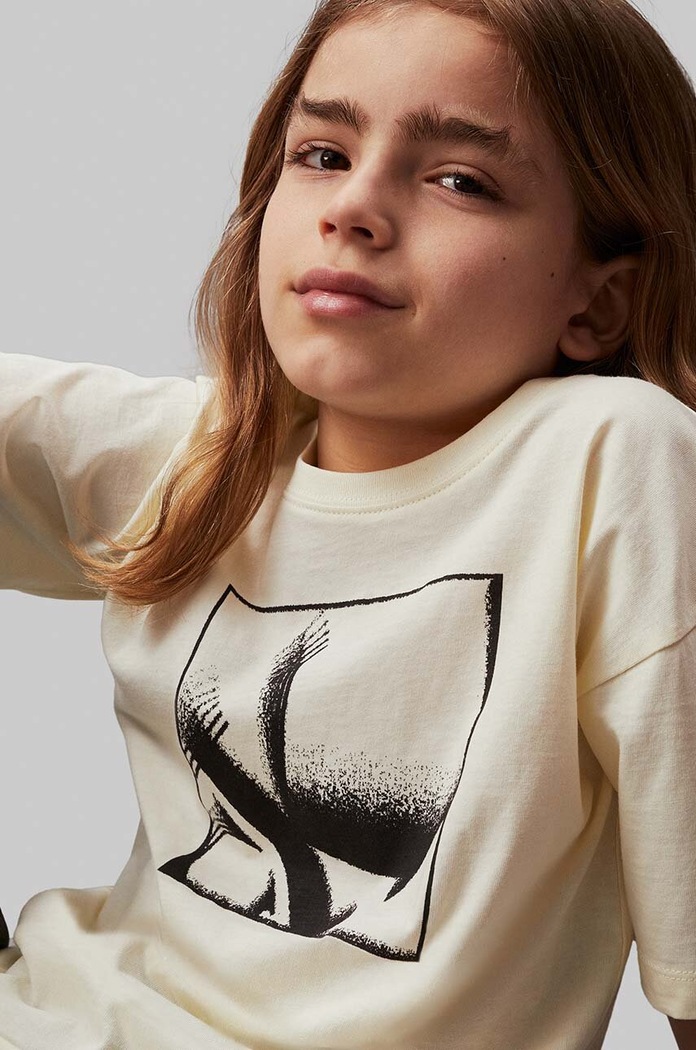 Dětské bavlněné tričko Calvin Klein Jeans IB0IB02161.9BYH béžová