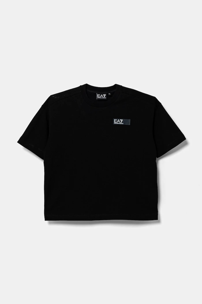 EA7 Emporio Armani t-shirt bawełniany dziecięcy nadruk czarny 6DBT59.BJ02Z