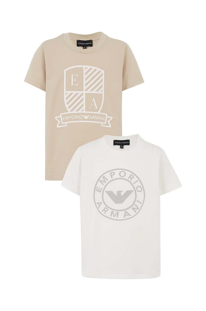 Emporio Armani t-shirt bawełniany dziecięcy 2-pack nadruk biały 6D4DJ8.4J54Z