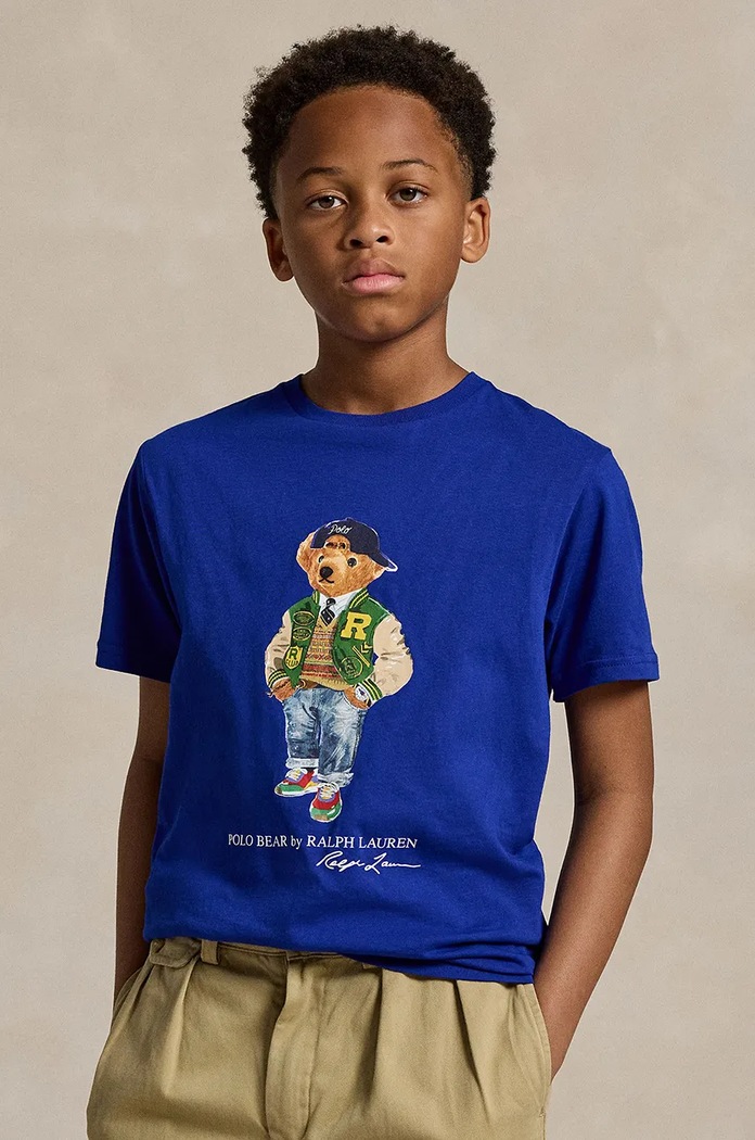 Детска памучна тениска Polo Ralph Lauren памук син 323853828040