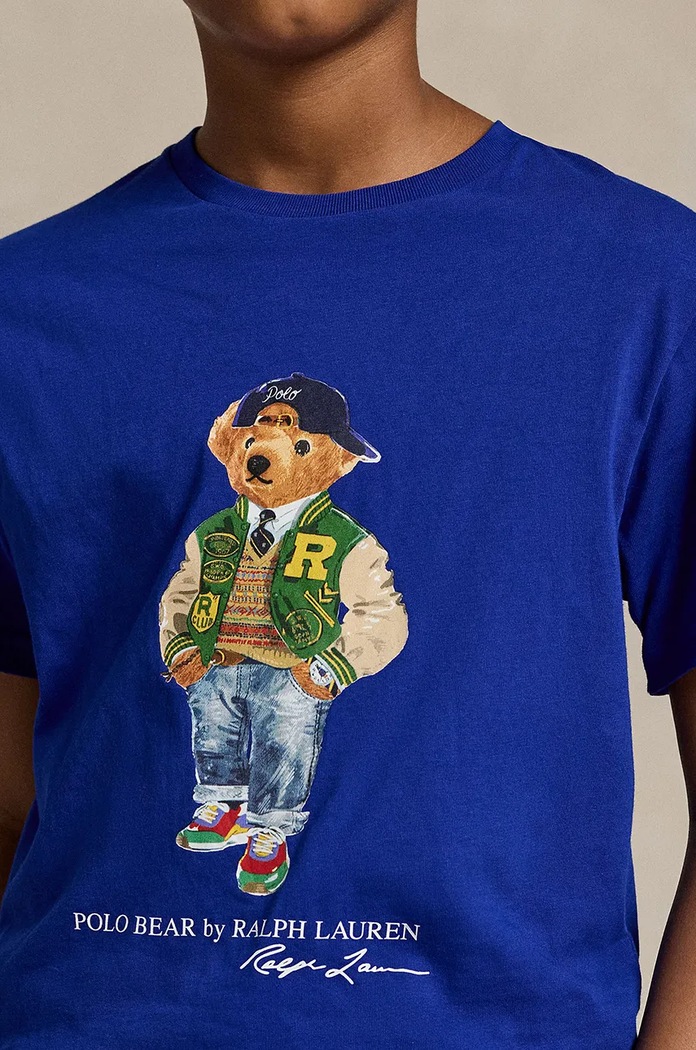 Детска памучна тениска Polo Ralph Lauren син 323853828040