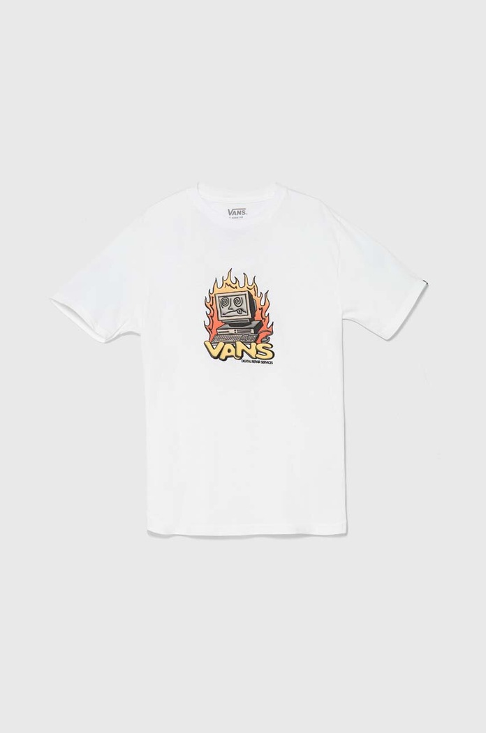 Dětské bavlněné tričko Vans Digital Repair kulatý bílá VN000JC3WHT1
