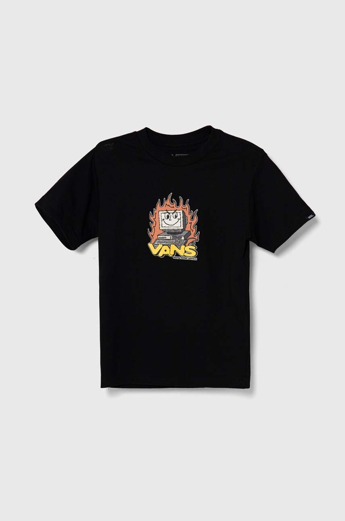 Dětské bavlněné tričko Vans KD Computer Service kulatý černá VN000JNVBLK1