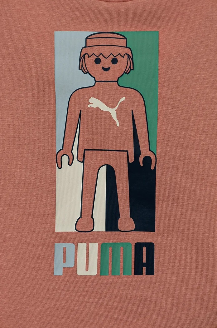 Chłopiec Puma t-shirt bawełniany dziecięcy X PLAYMOBIL 627388 pomarańczowy