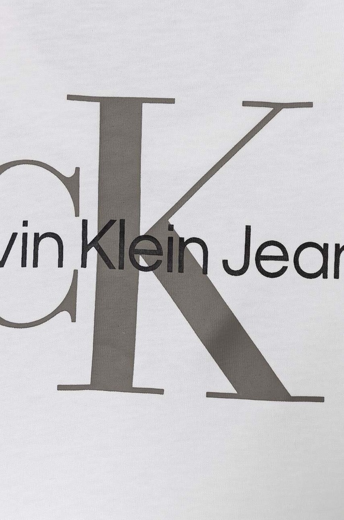 Παιδικό βαμβακερό μπλουζάκι Calvin Klein Jeans λευκό IU0IU00676.104.116.9BYH