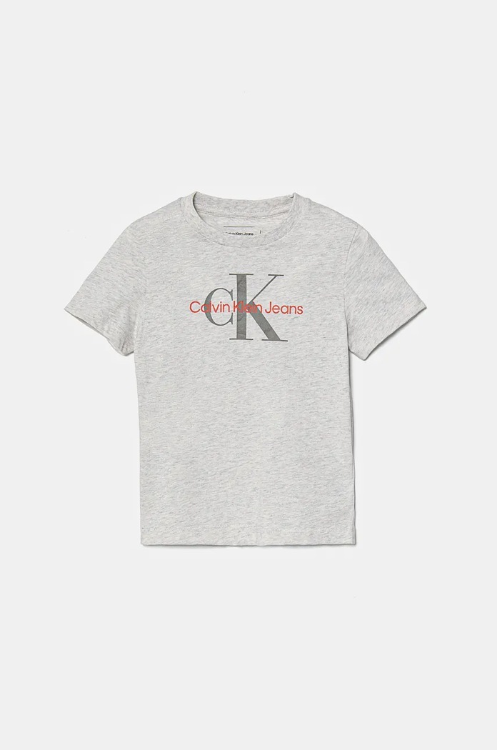 Dječja pamučna majica kratkih rukava Calvin Klein Jeans pamuk siva IU0IU00676.128.176.9BYH