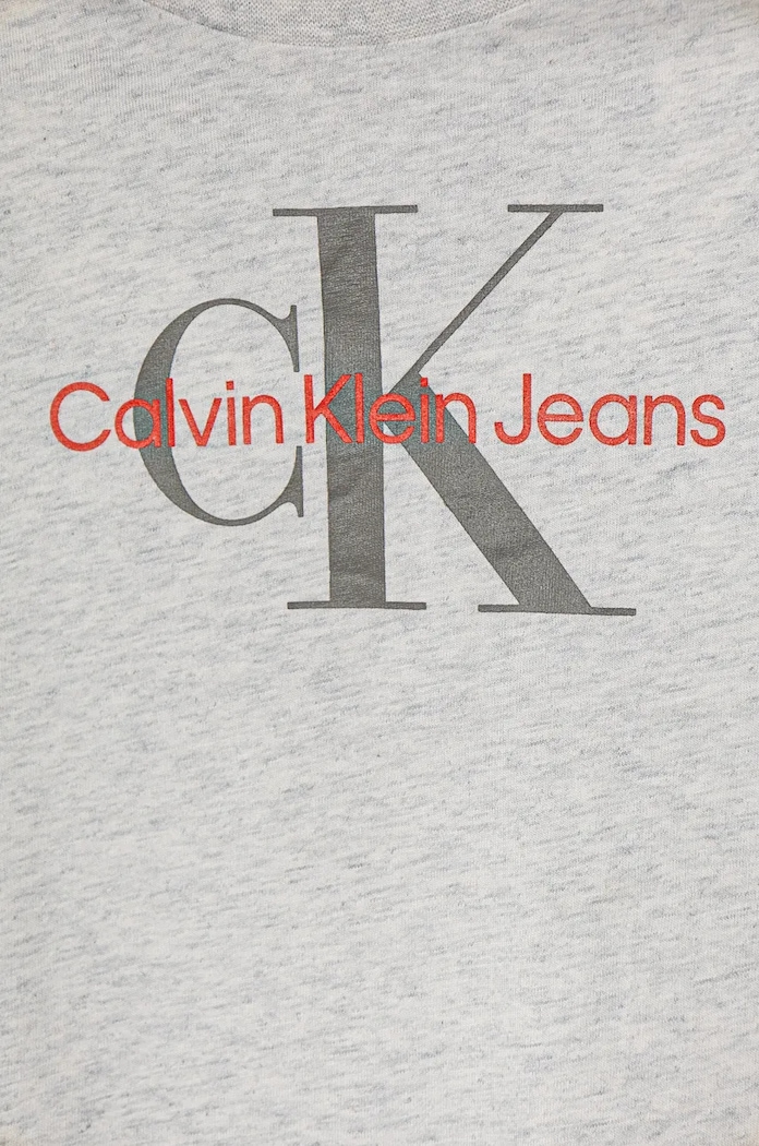 Dječaci Dječja pamučna majica kratkih rukava Calvin Klein Jeans IU0IU00676.128.176.9BYH siva