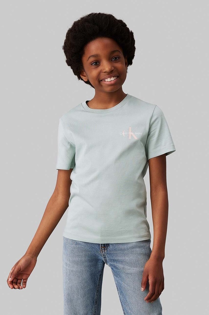 Calvin Klein Jeans t-shirt bawełniany dziecięcy bawełna zielony IU0IU00678.128.176.9BYH