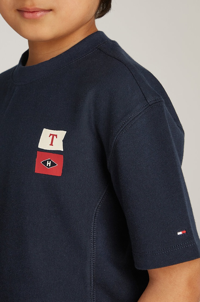 Dětské bavlněné tričko Tommy Hilfiger KB0KB09280.9BYH.128.176 námořnická modř