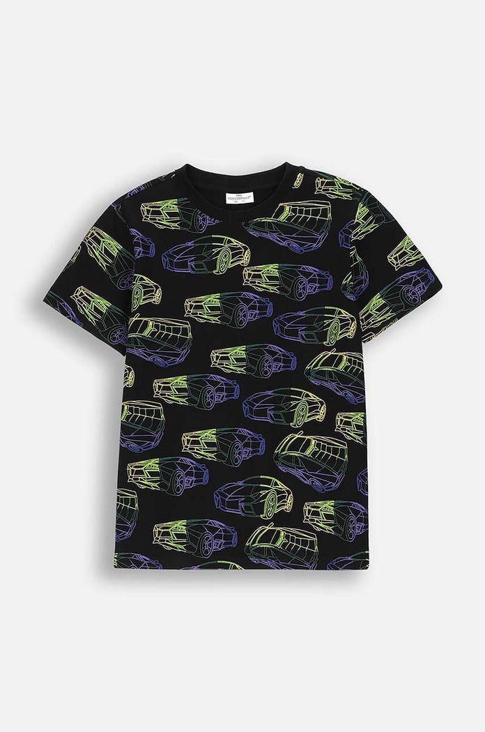 Coccodrillo t-shirt bawełniany dziecięcy wzorzyste czarny ZC4143218VBA