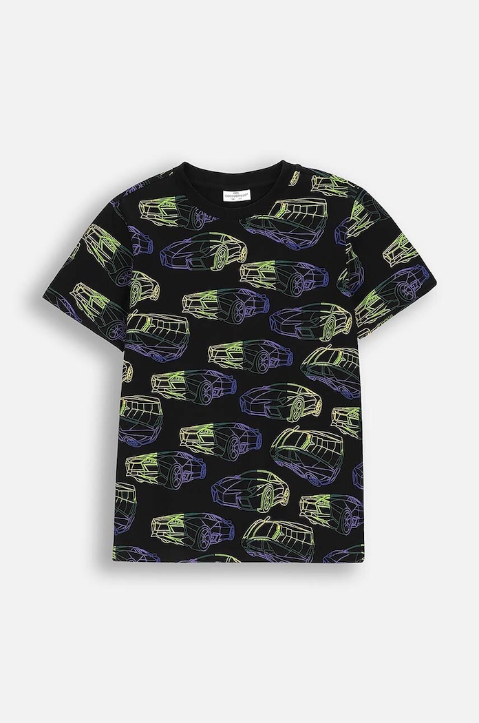 Coccodrillo t-shirt bawełniany dziecięcy wzorzyste czarny ZC4143218VBA