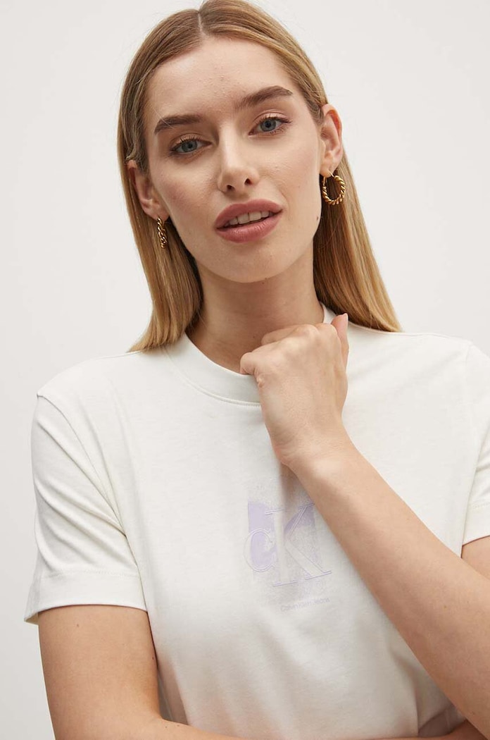 Calvin Klein Jeans t-shirt bawełniany beżowy J20J223908