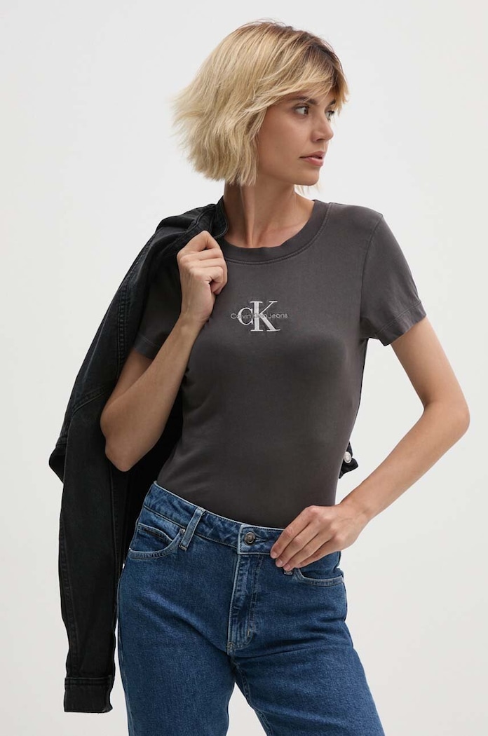 Odzież Calvin Klein Jeans t-shirt bawełniany J20J223556 szary