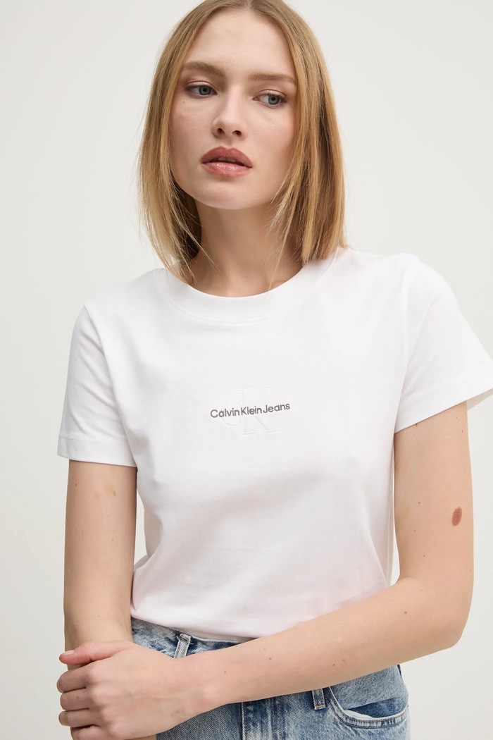 T-shirt bawełniany Calvin Klein Jeans J20J223563 biały