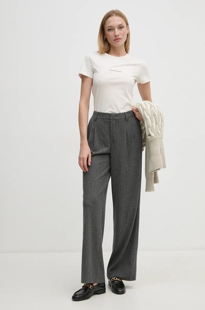 Pamučna majica Calvin Klein Jeans J20J223563 bež NC24