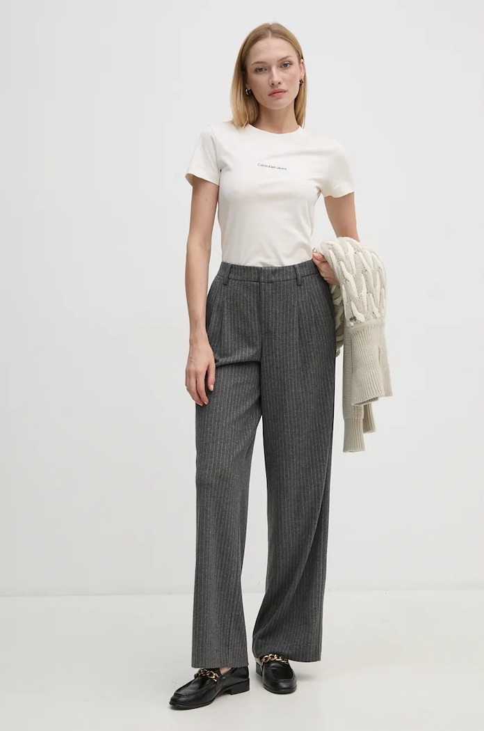 Pamučna majica Calvin Klein Jeans J20J223563 bež NC24