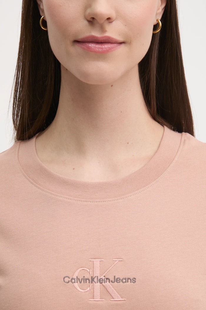 Памучна тениска Calvin Klein Jeans J20J223563 оранжев