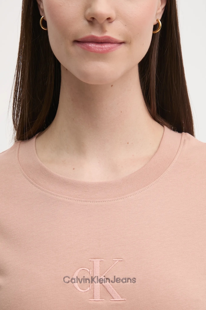 Памучна тениска Calvin Klein Jeans J20J223563 оранжев