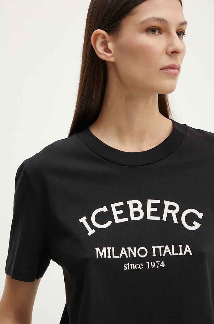Iceberg t-shirt bawełniany czarny F021.6325
