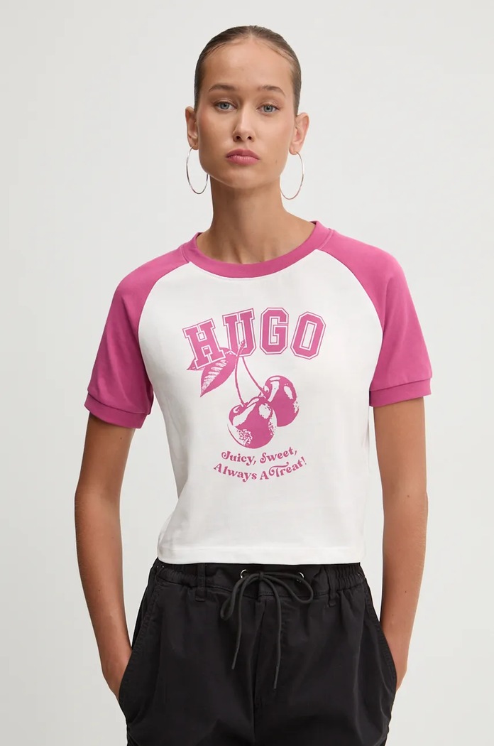 HUGO Blue Tricou din bumbac roz 50520318