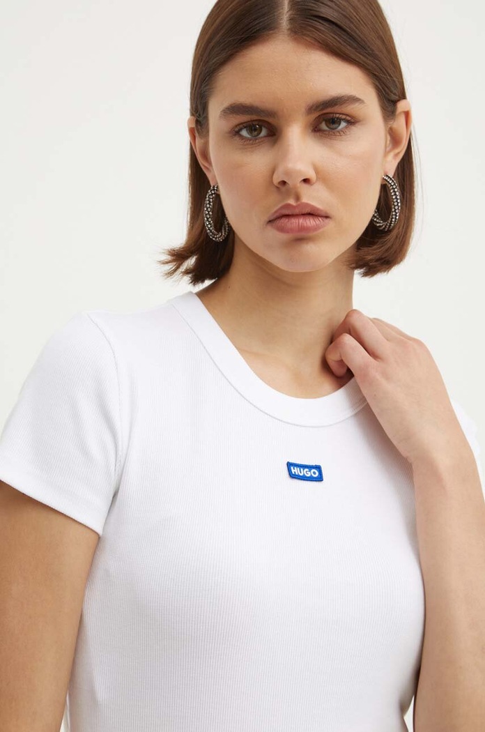 HUGO Blue tričko dámské bavlněné s elastanem Easy Tee_B bílá 50523924