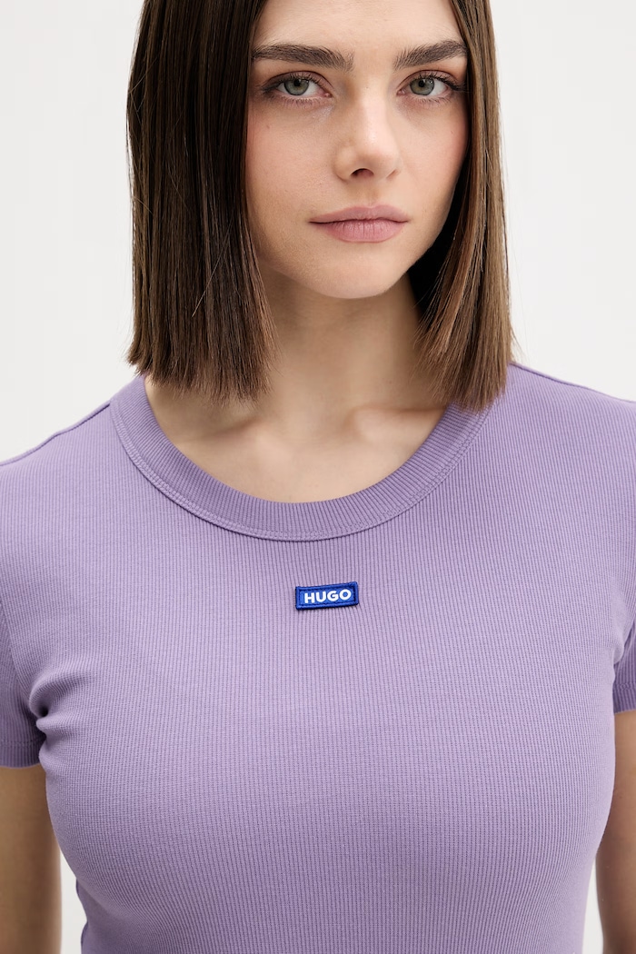 HUGO Blue tricou pentru femei din bumbac cu elastan Easy Tee_B violet 50523924