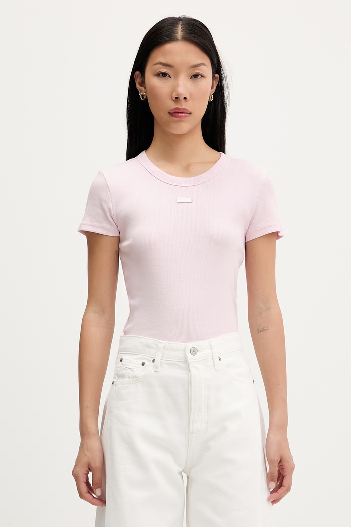 HUGO Blue t-shirt γυναικείο βαμβακερό με ελαστάν Easy Tee_B ροζ 50523924