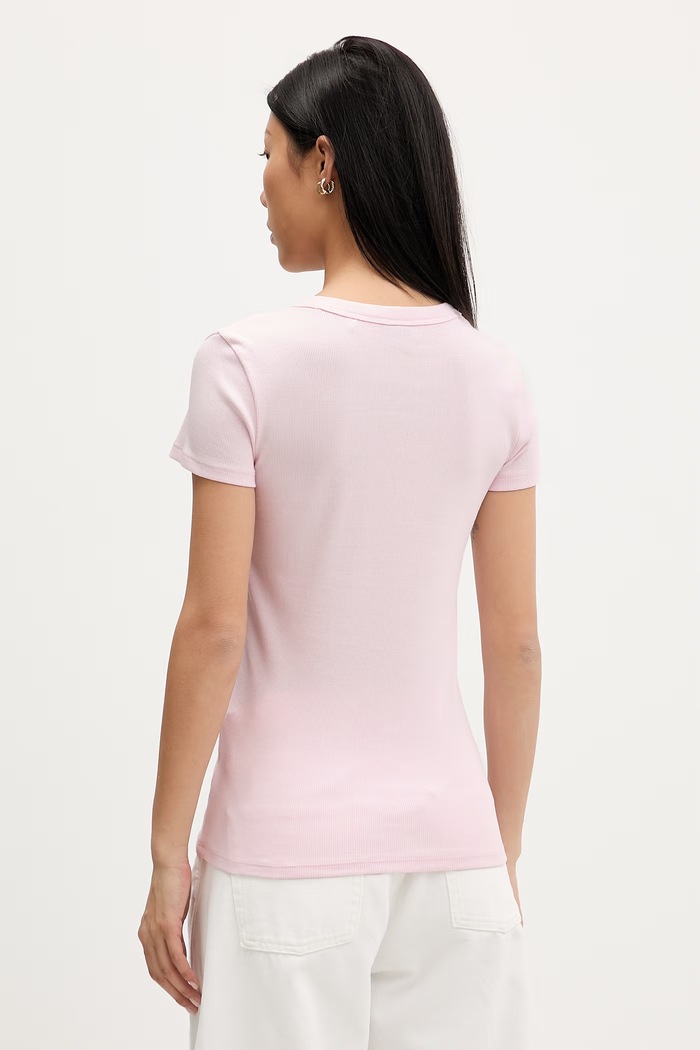 Ρούχα HUGO Blue t-shirt γυναικείο βαμβακερό με ελαστάν Easy Tee_B 50523924 ροζ