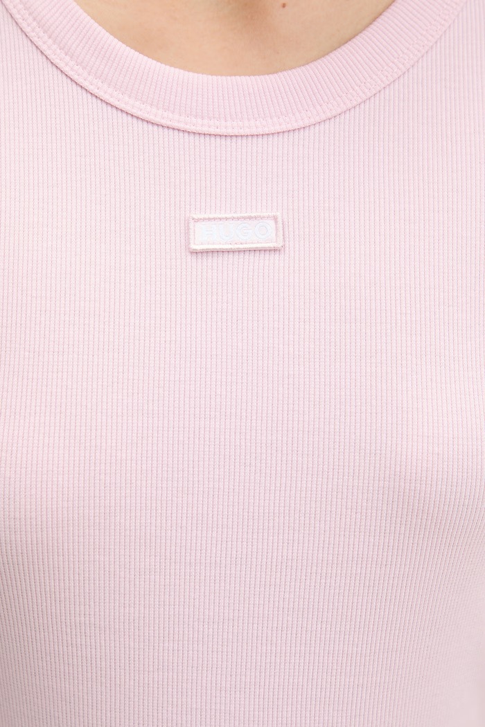 HUGO Blue t-shirt γυναικείο βαμβακερό με ελαστάν Easy Tee_B 50523924 ροζ