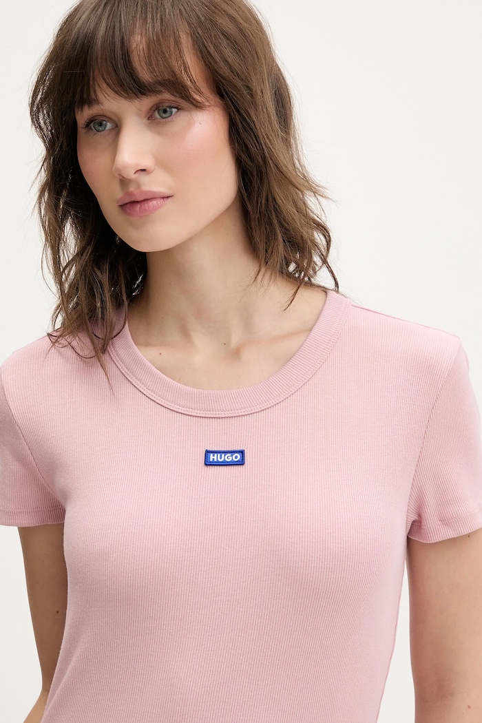 HUGO Blue tričko dámske bavlnené s elastanom Easy Tee_B ružová 50523924