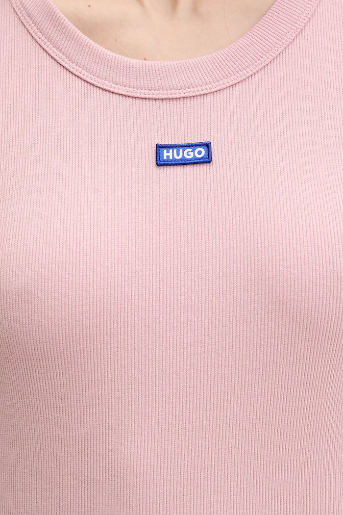 HUGO Blue tričko dámske bavlnené s elastanom Easy Tee_B 50523924 ružová